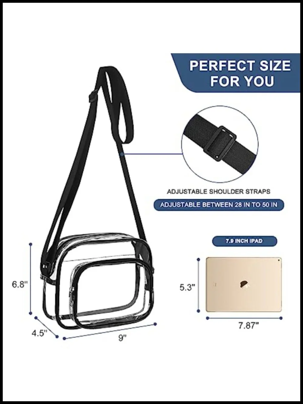 Stadium Approved Clear Satchel Bag Crossbody PVC Purse Concerts Events